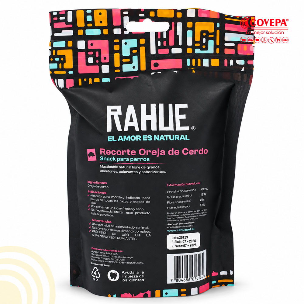 Snack Perro Rahue Recorte de Orejas de Cerdo 100 g