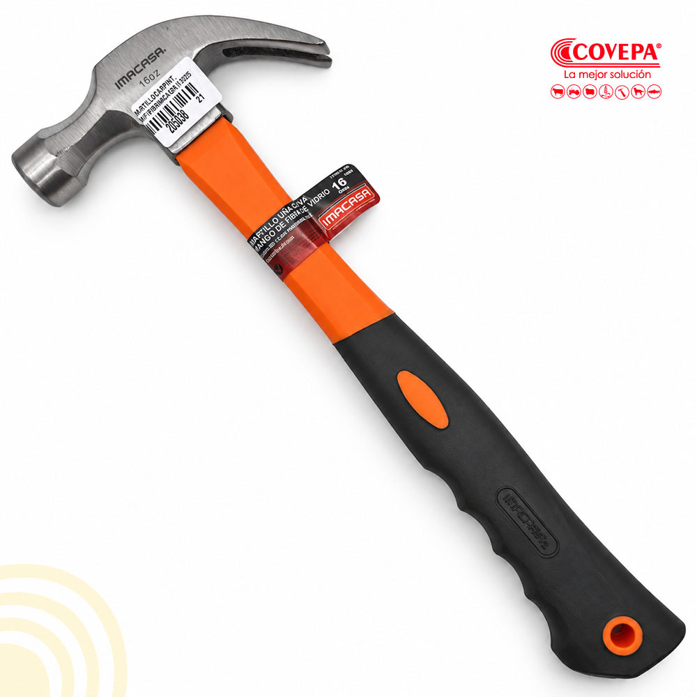 Martillo de Uña Curva 16 oz con Mango de Fibra Imacasa