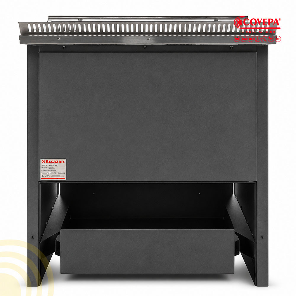 Cocina a Leña Combustión Lenta Alcazar M90 Gris – 91x59 cm, 13 kW