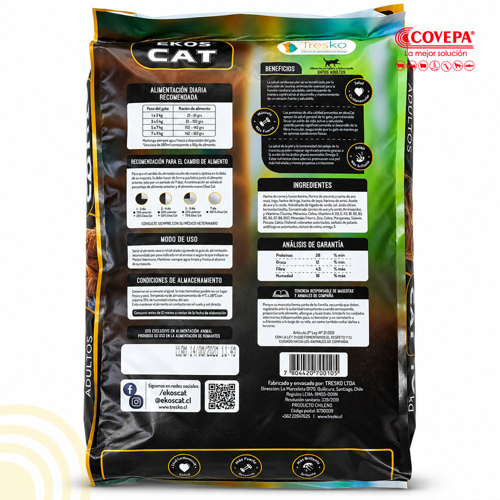 Alimento para Gatos Adultos Ekos Cat Sabor Carne 10 kg