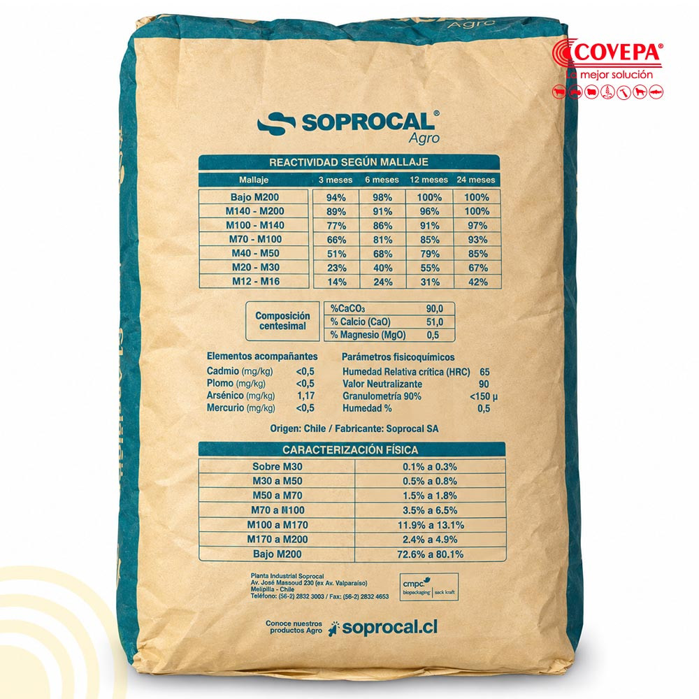 Cal Agrícola Carbonato de Calcio Soprocal 25kg