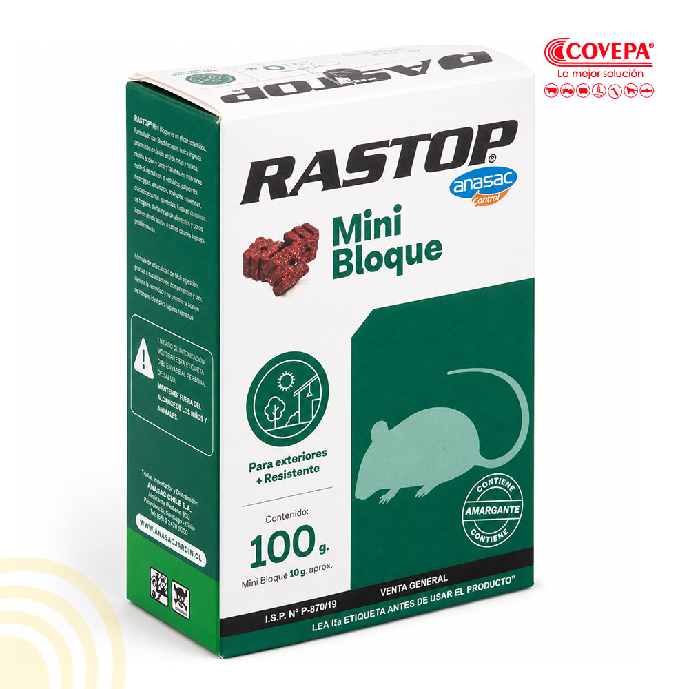 Raticida Rastop Mini-Bloque 100g Anasac