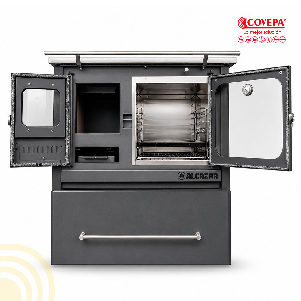 Cocina Leña Combustión Lenta Alcazar M70 Gris 72x56cm 9kW
