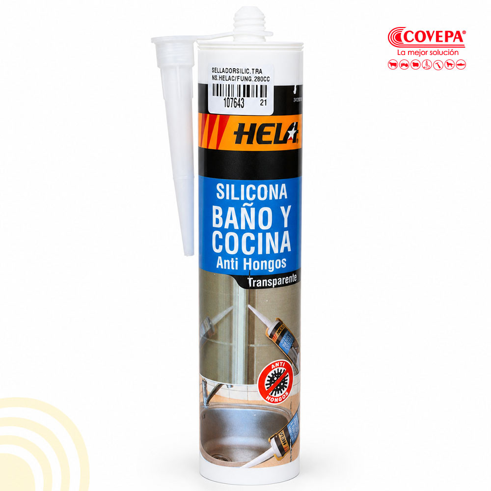 Silicona Transparente Hela con Fungicida 280cc