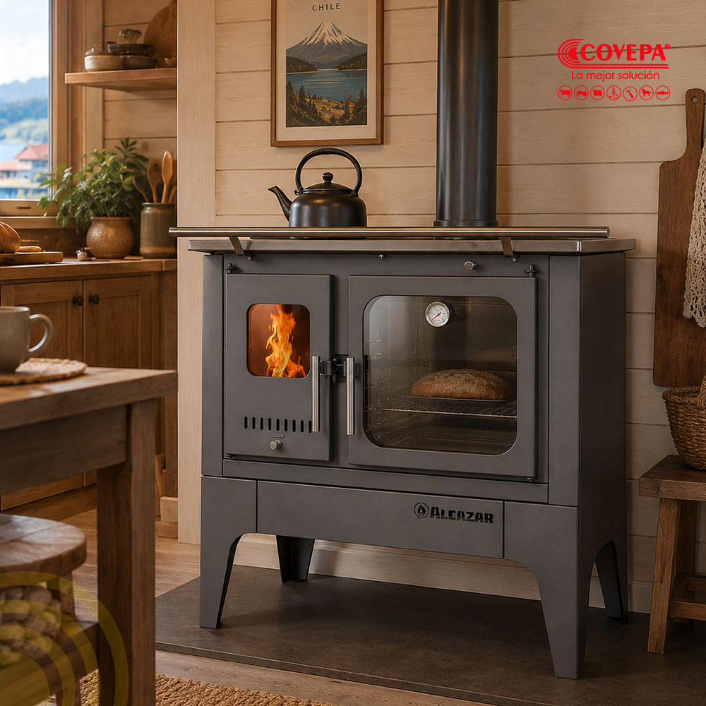 Cocina Leña Combustión Lenta Alcazar S900 Gris 91x59cm 13kW