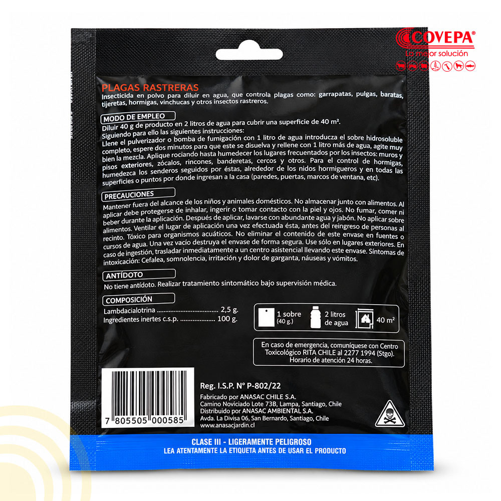 Insecticida Plagas Rastreras Zecto Anasac 40 g