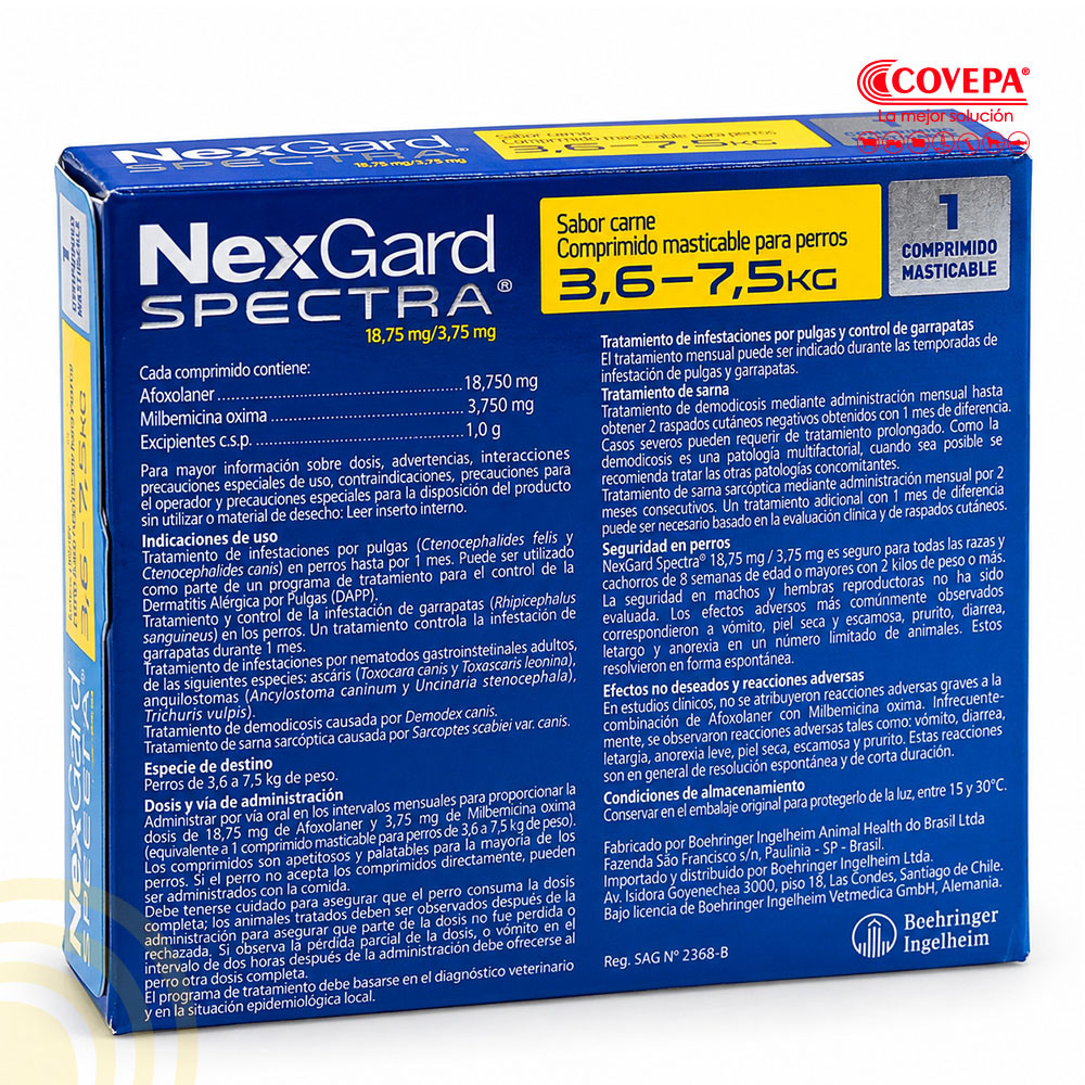 Antiparasitario Perro Nexgard Spectra 3.5-7.5kg Comprimido