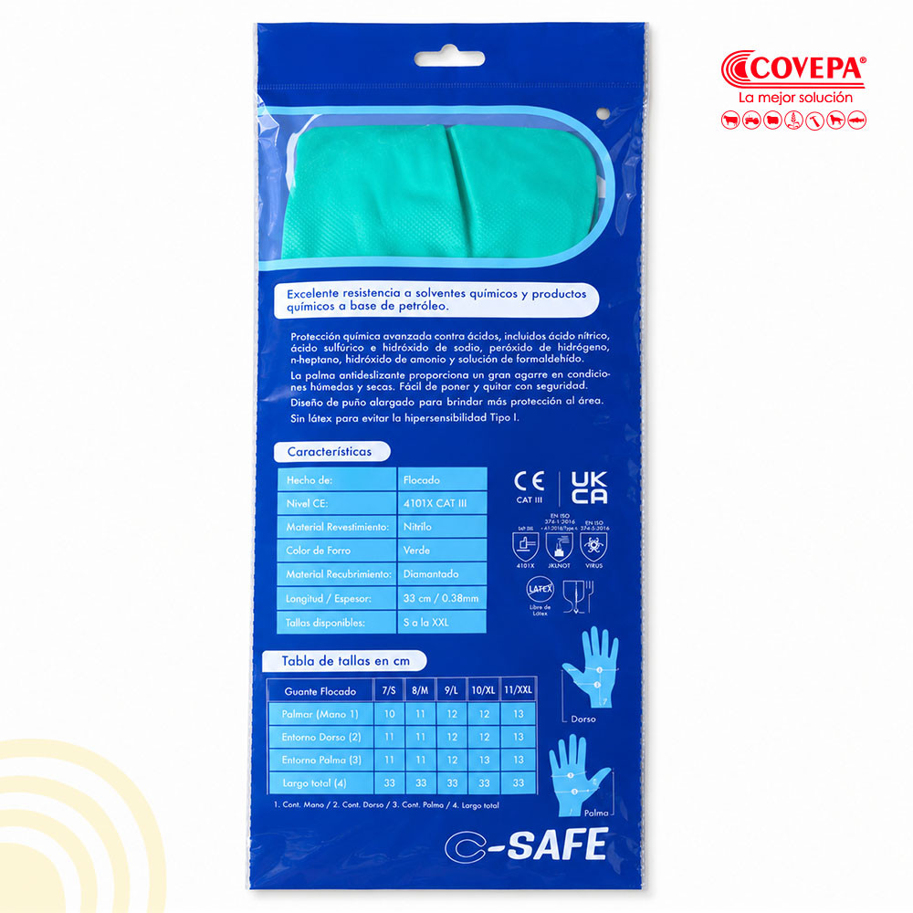 Guante Nitrilo Flocado Verde Talla M (Par)