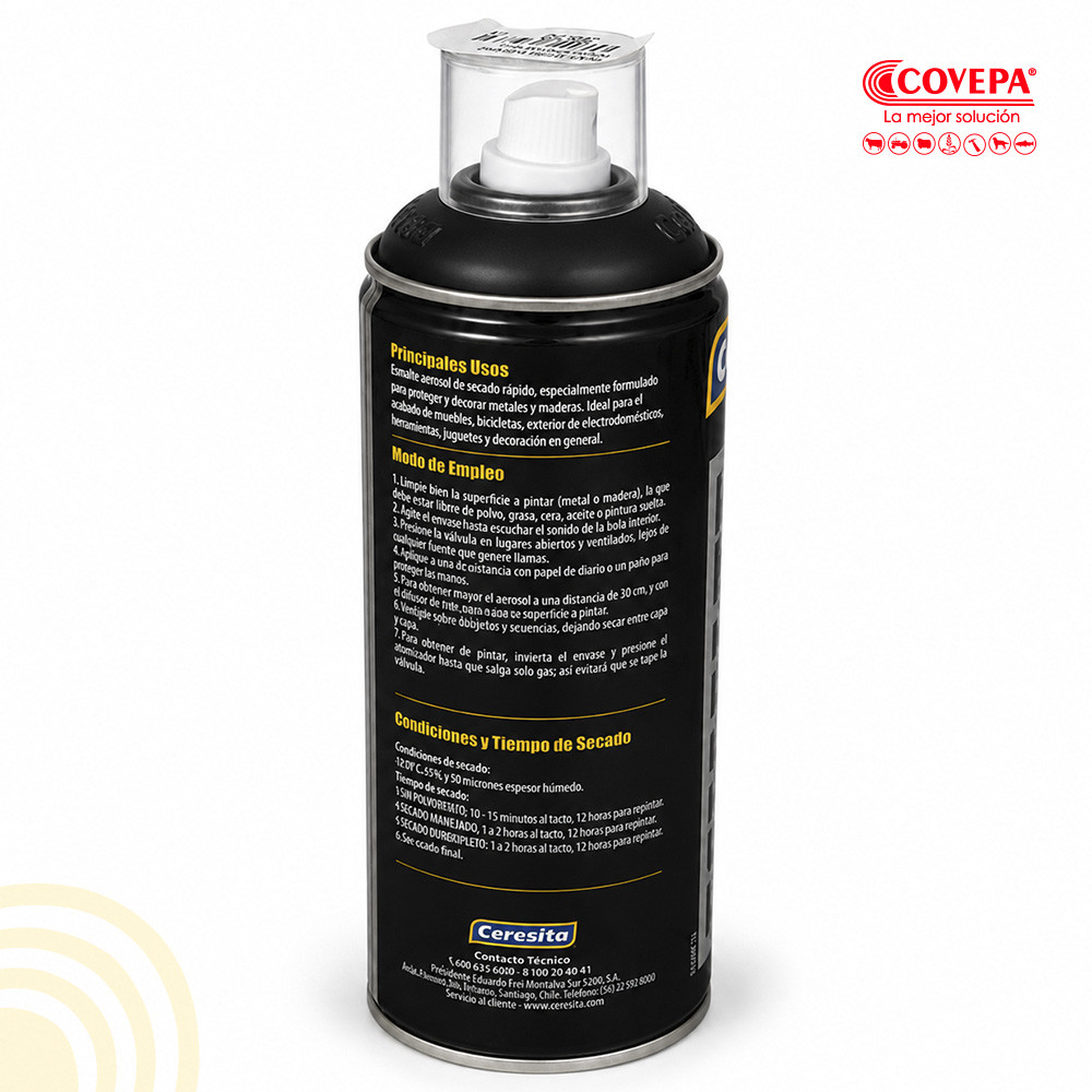 Esmalte en Spray Ceresita 440 cc Negro Brillante
