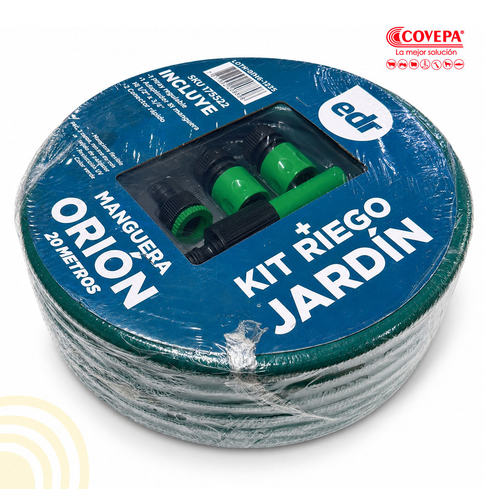 Kit Manguera de Jardín EDR 1/2" x 20 m