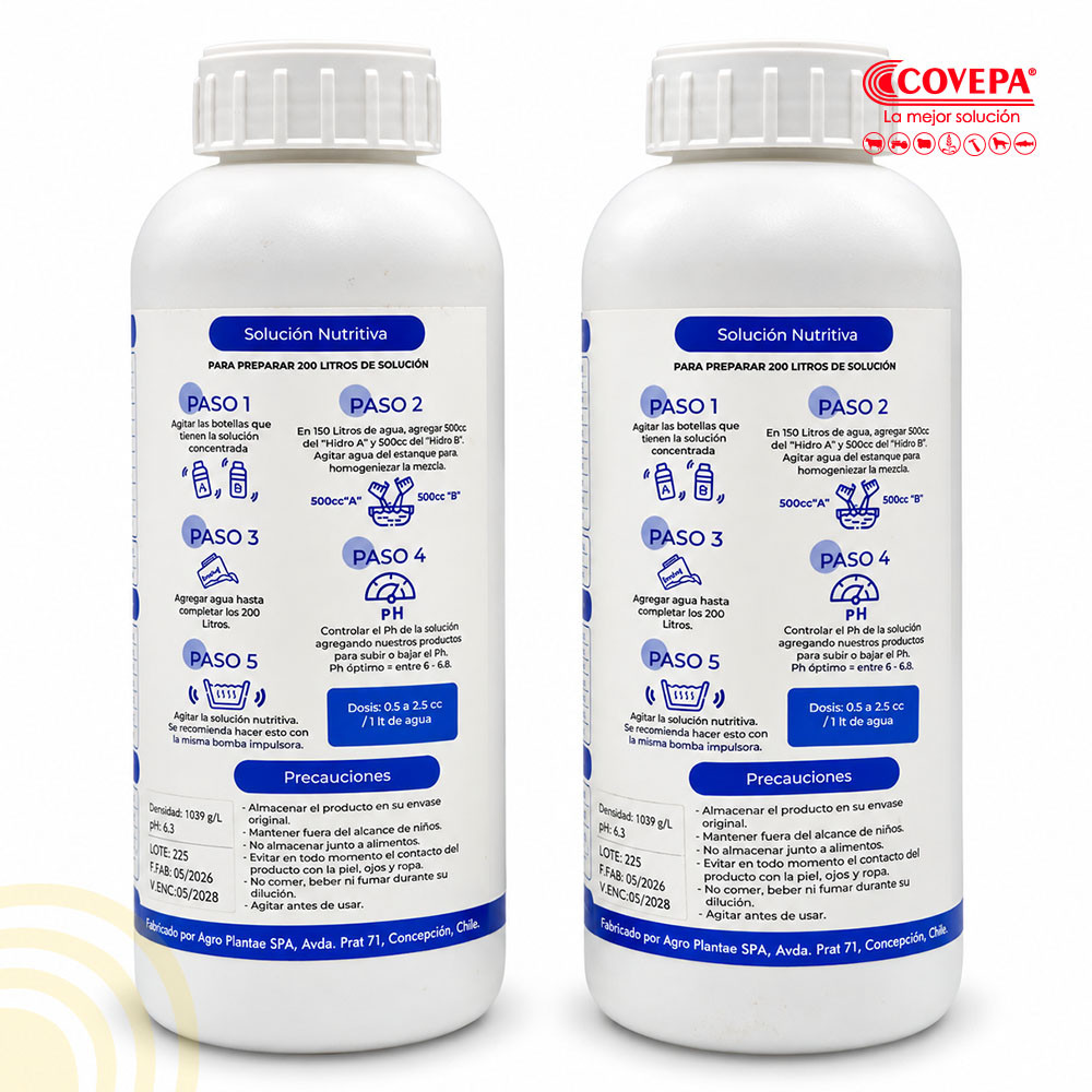 Solución Hidropónica TopGrow Hidro A + B Pack 1 L