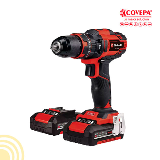 Taladro Percutor Inalámbrico Einhell TE-CD 18/40 Li-i +64 con 2 Baterías