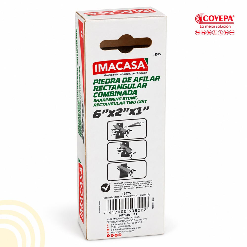 Piedra de Afilar Rectangular Combinada 6 pulgadas Imacasa