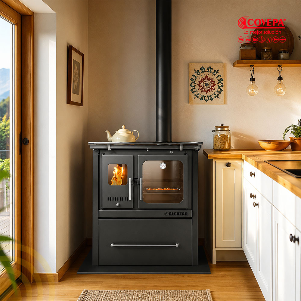 Cocina Leña Combustión Lenta Alcazar M70 Gris 72x56cm 9kW