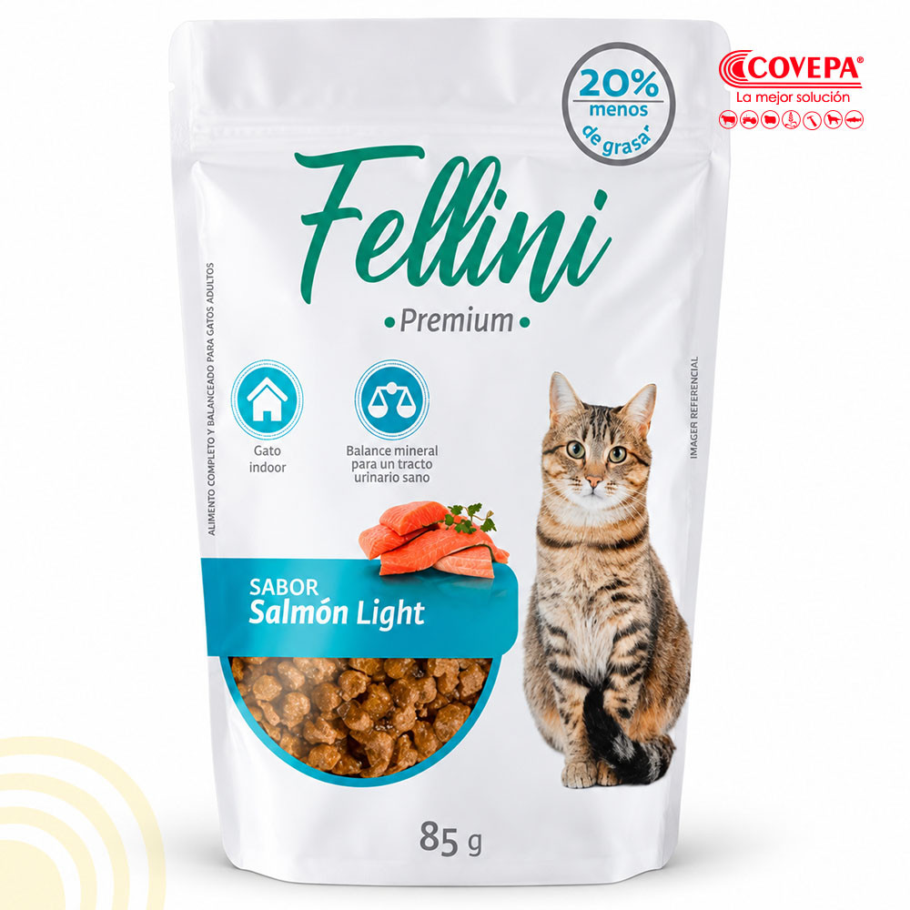 Alimento Húmedo Gato Fellini Sobre 85g Salmón Light
